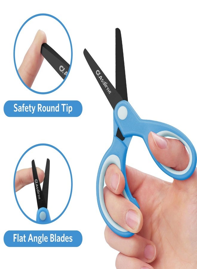 Asdirne Kids Scissors, Safety Children Scissors, Craft Scissors with Blunt Tip Stainless Steel Blades and Soft Grip, Great for Home and School,13.5cm, Blue - Image 3